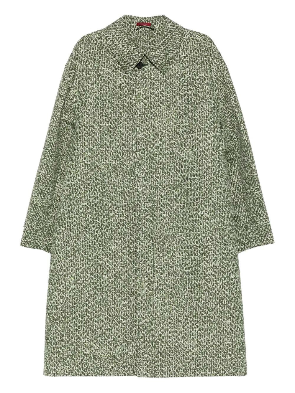 Gucci Men Double-breasted Poplin Coat With Boucle Print In Green