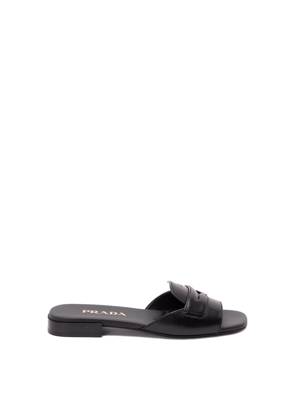 Prada Leather Slides In Black