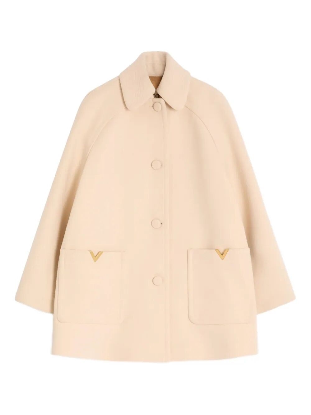 Valentino Wool Drap Coat In Neutral