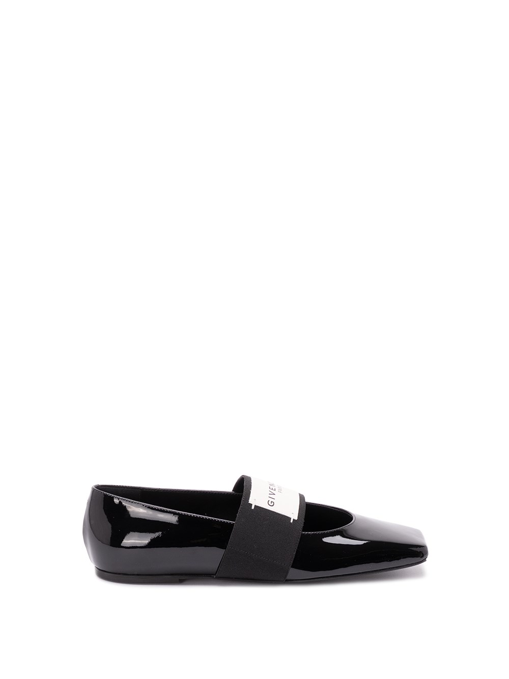 Givenchy Sliced Square Label Patent Leather Ballerina Flats In Black