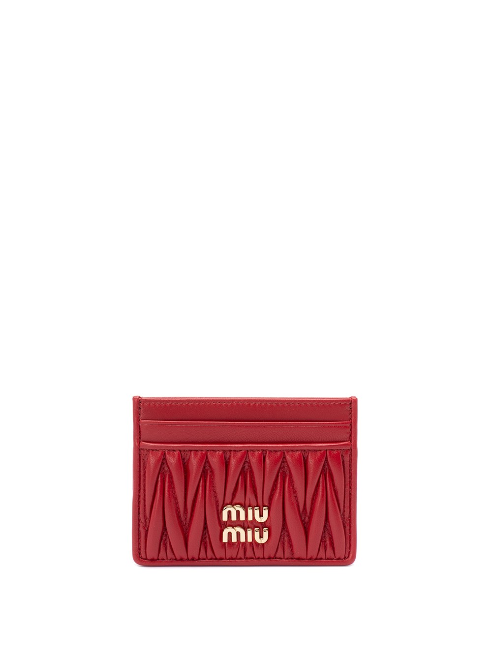 Miu Miu Matelassé Nappa Leather Card Holder In Red