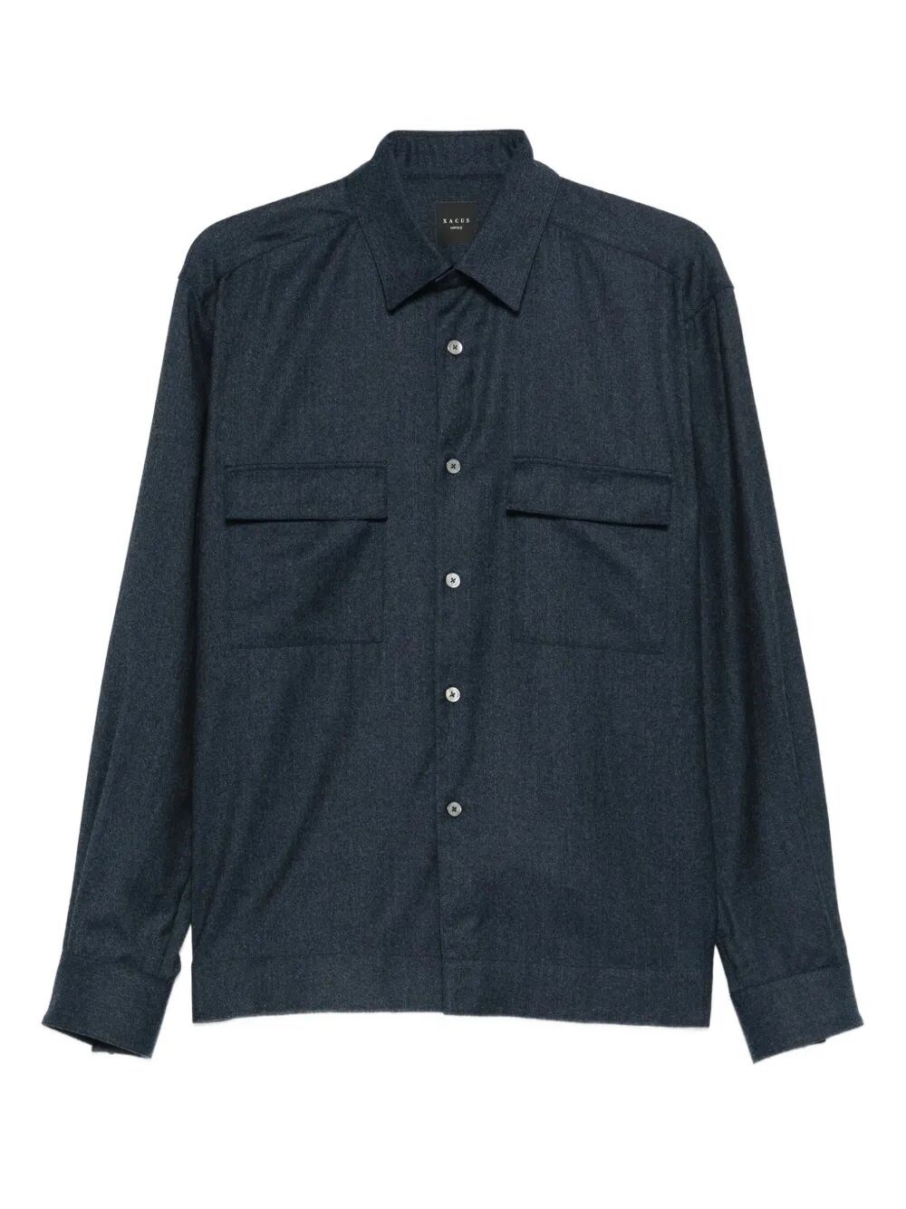 Xacus Pocket-chest Wool Shirt In Blue