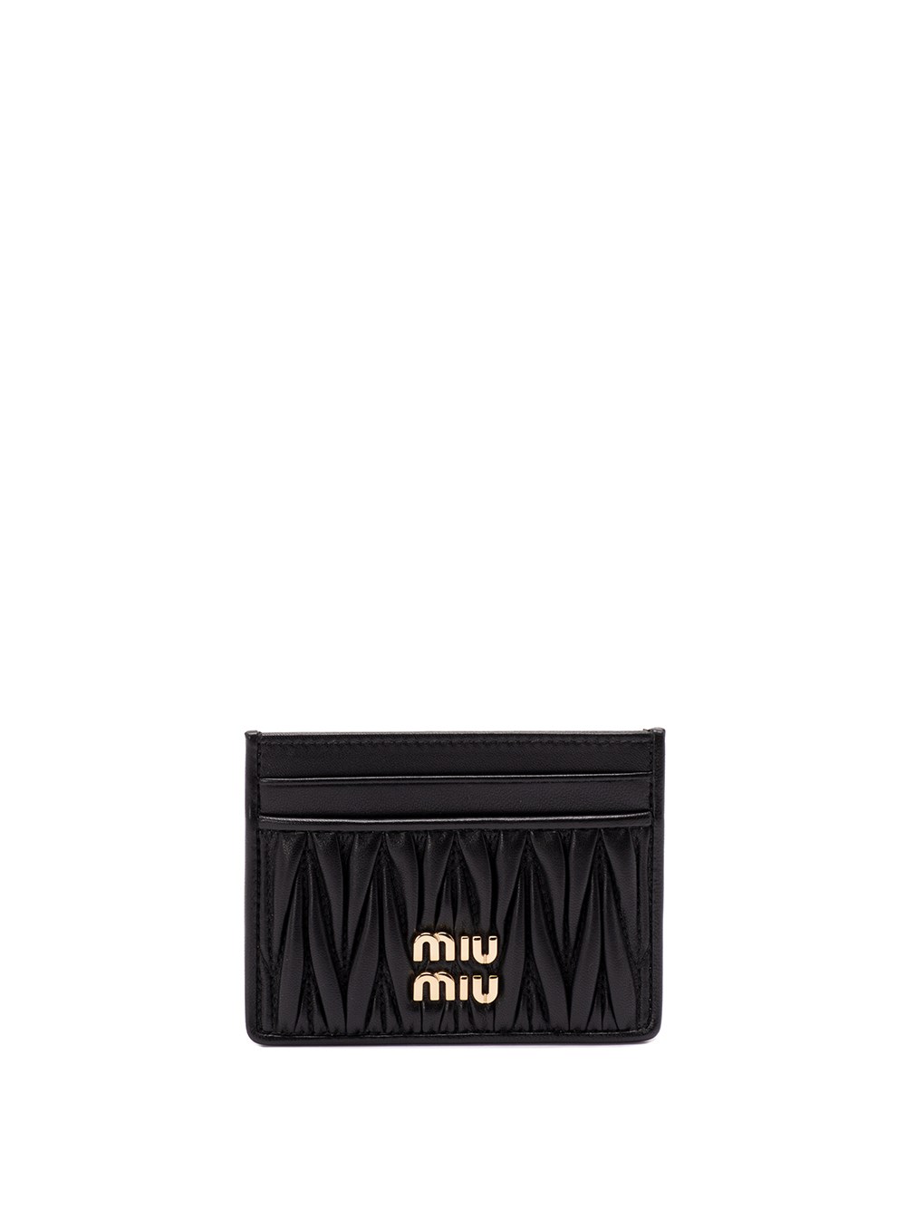 Miu Miu Matelassé Nappa Leather Card Holder In Black