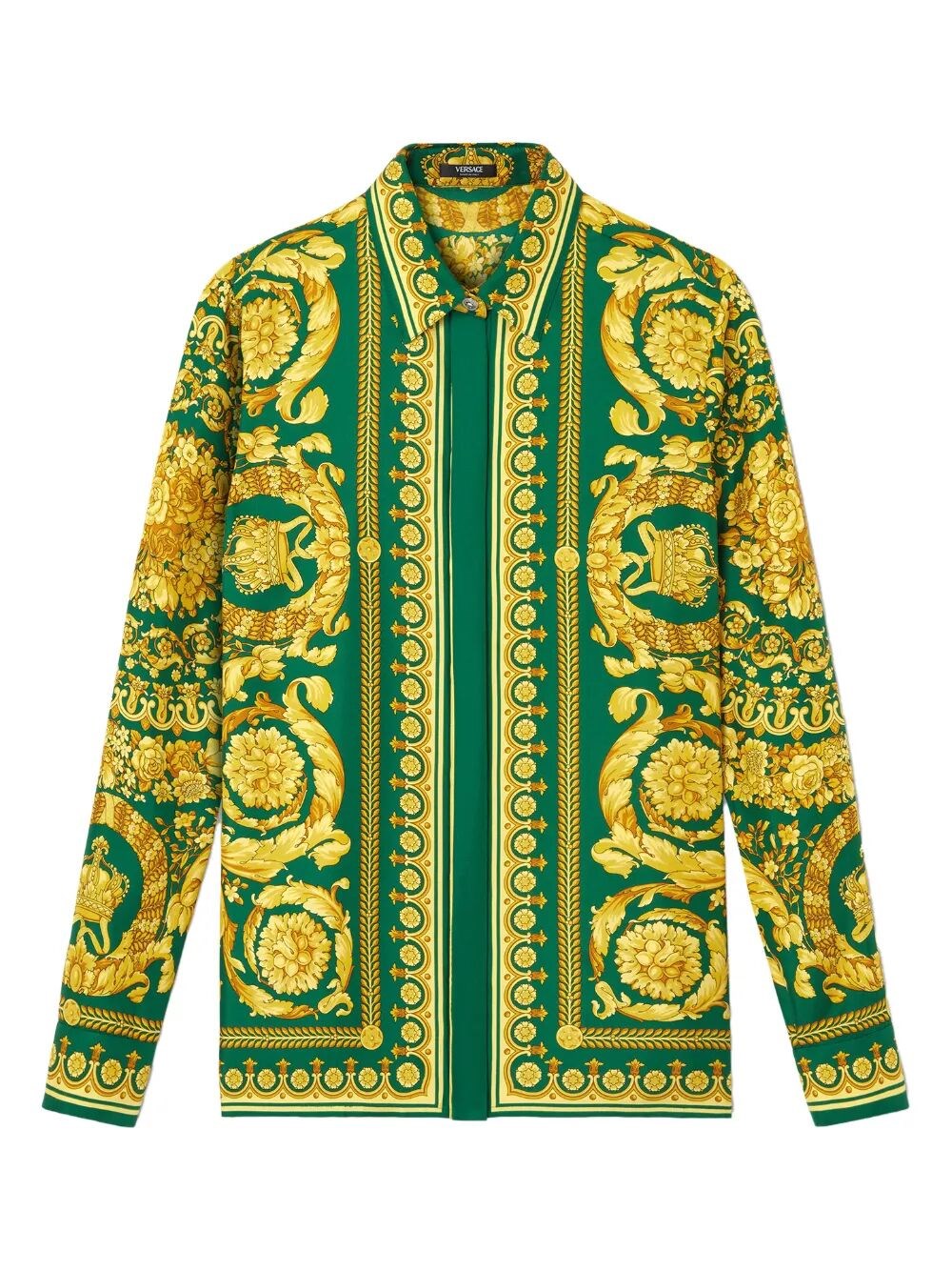 Versace Barocco-print Silk Shirt In Multi