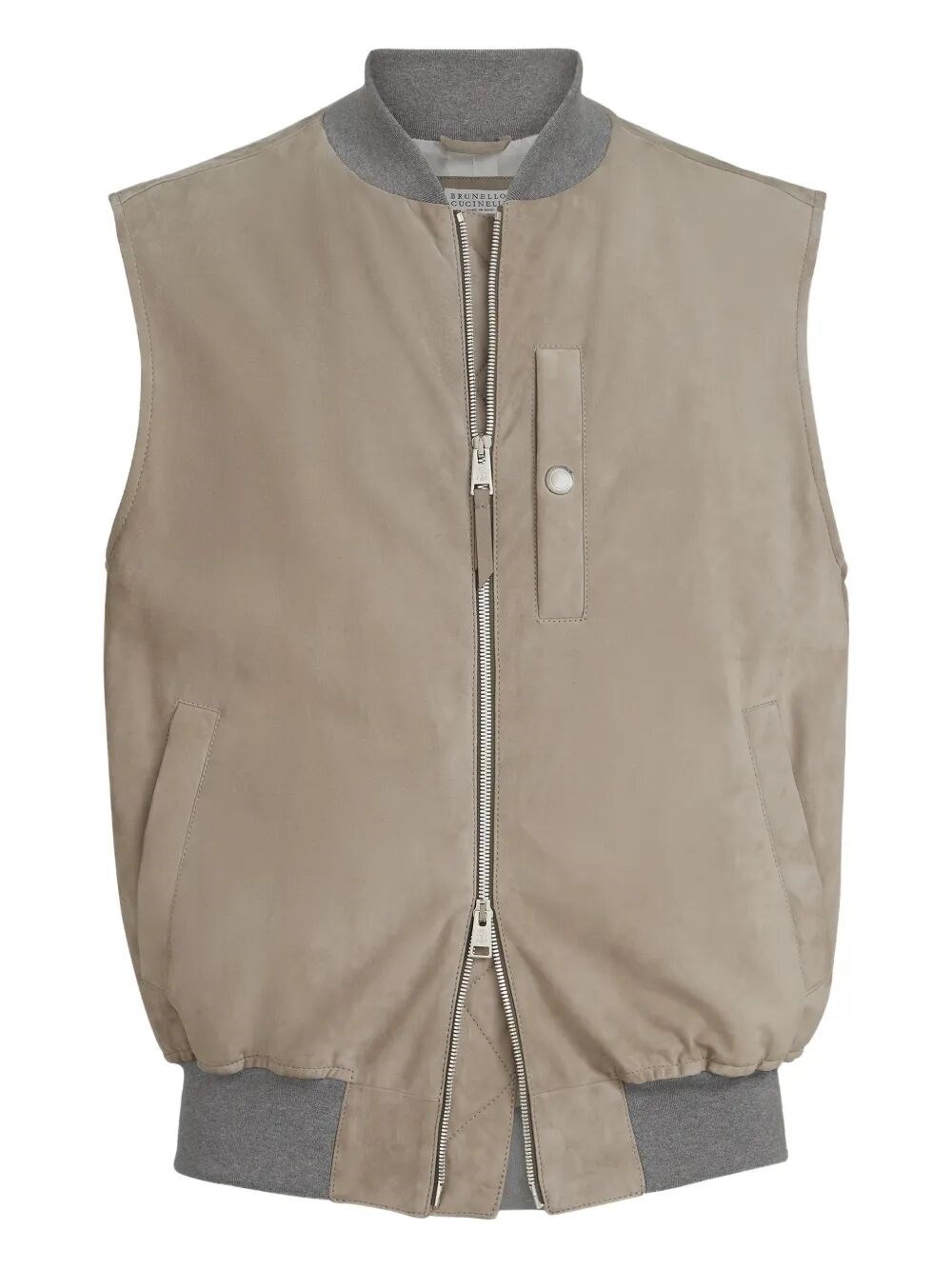 Brunello Cucinelli Sleeveless Leather Jacket In Neutral