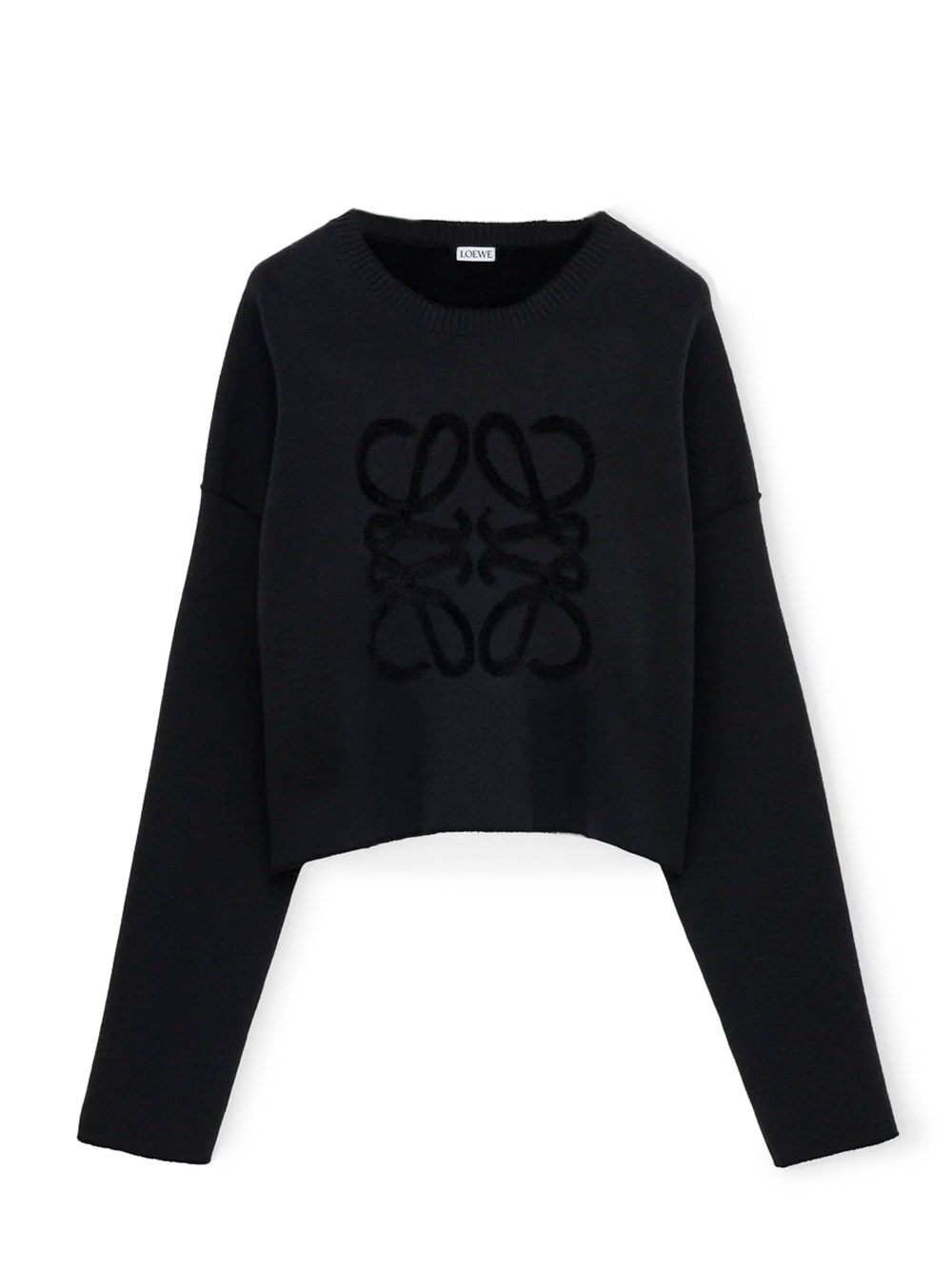 Loewe Wool Blend Sweater Relaxed Fit Cropped In Black