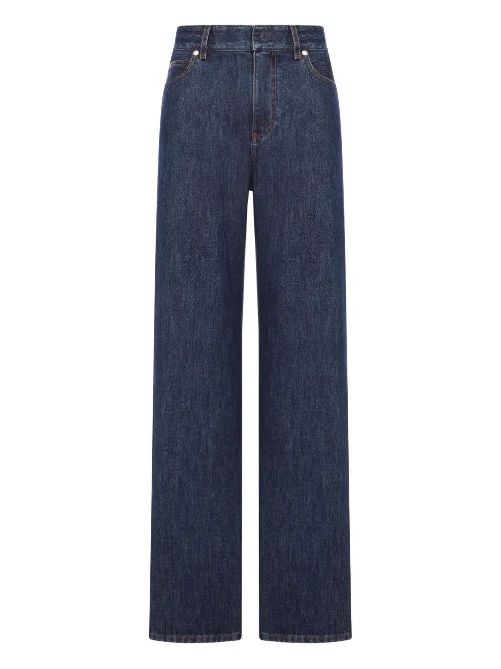 Fendi Ff Padded Jeans In Blue