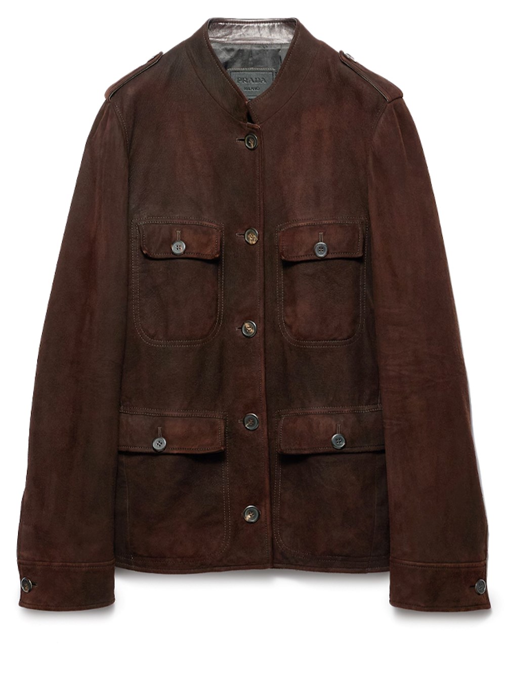 Prada Leather Jacket In Brown
