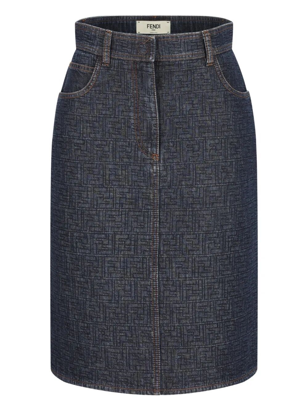 Fendi `Ff Padded` Denim Skirt