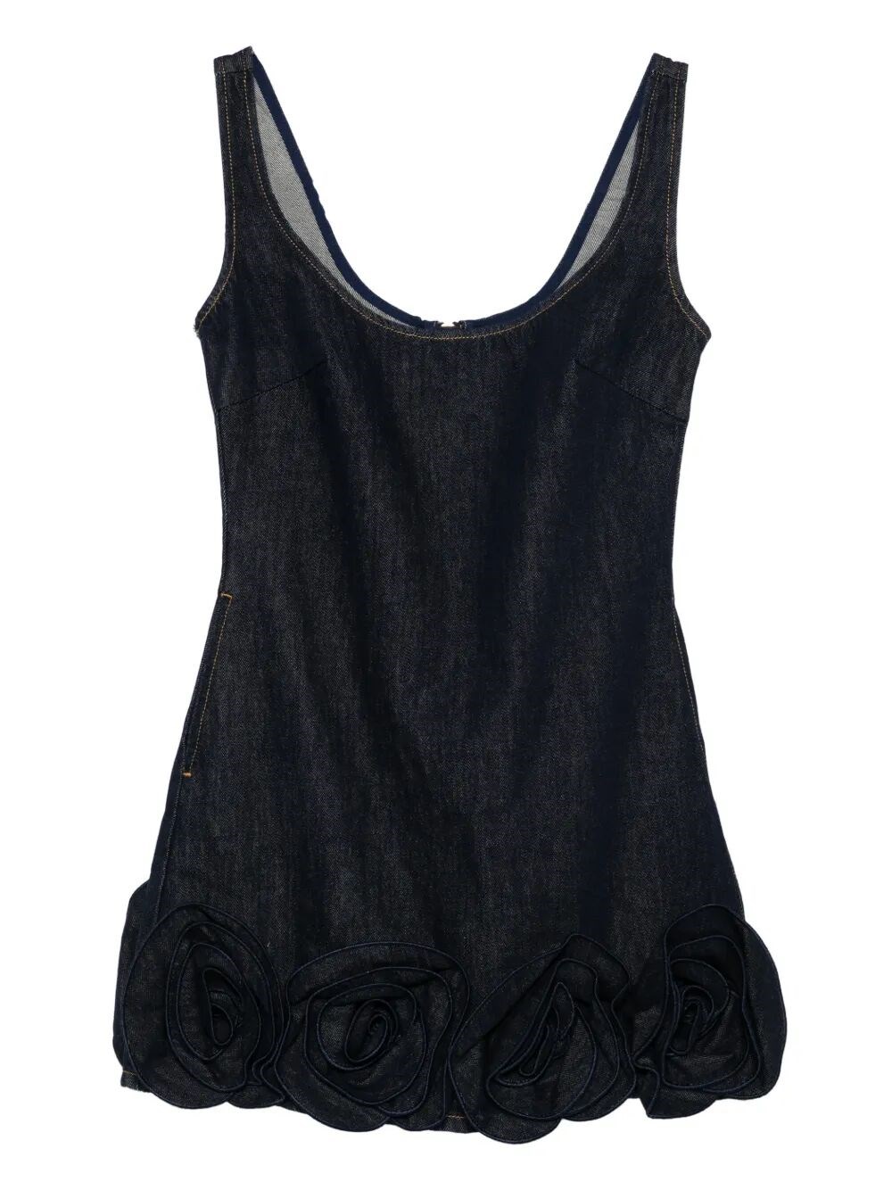 Self-portrait Denim 3d Flower Mini Dress In Blue