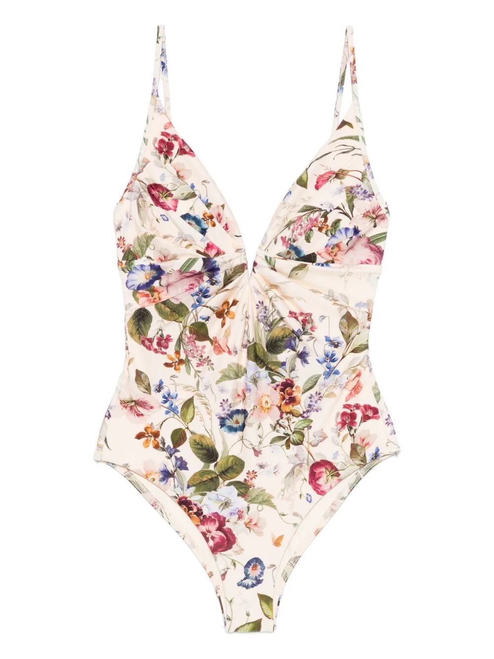 Zimmermann `Patience` Tuck Plunge One-Piece Swimsuit