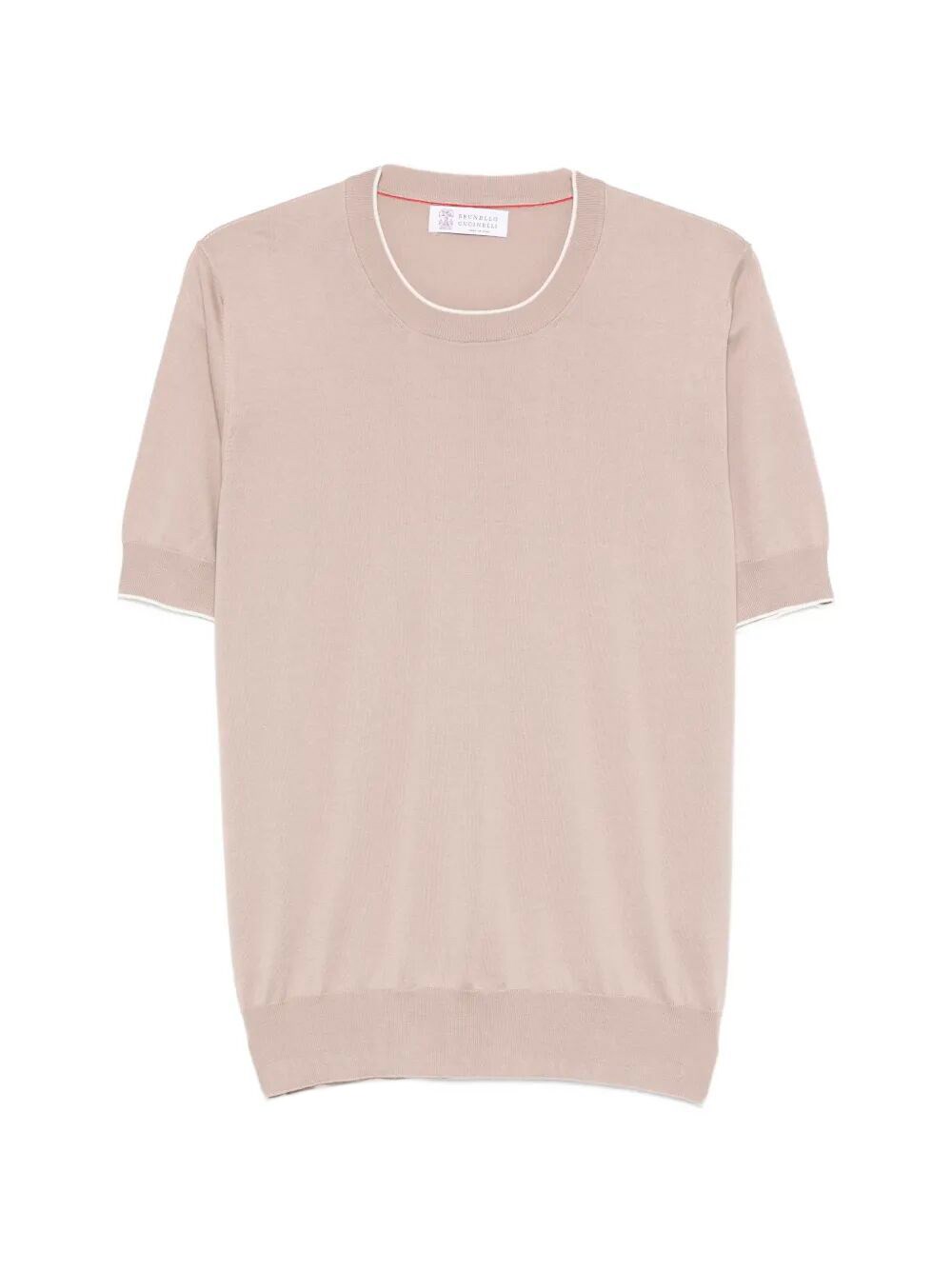Brunello Cucinelli Cotton Lightweight Knit T-Shirt With Contrast Detai　Brunello Cucinelli コットン ライトウェイト ニット T シャツ コントラストディテール付き Brunello