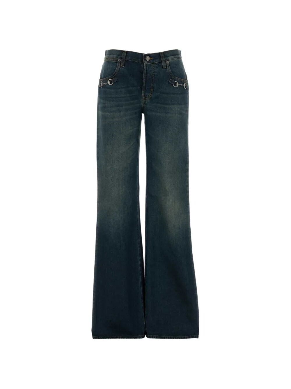 Gucci Low Rise Bootcut Denim Pants In Blue