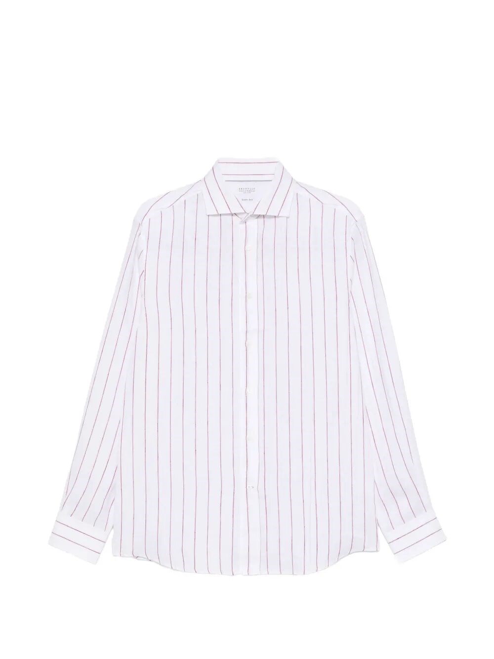 Brunello Cucinelli Stripe Linen Easy Fit Shirt With Spread Collar