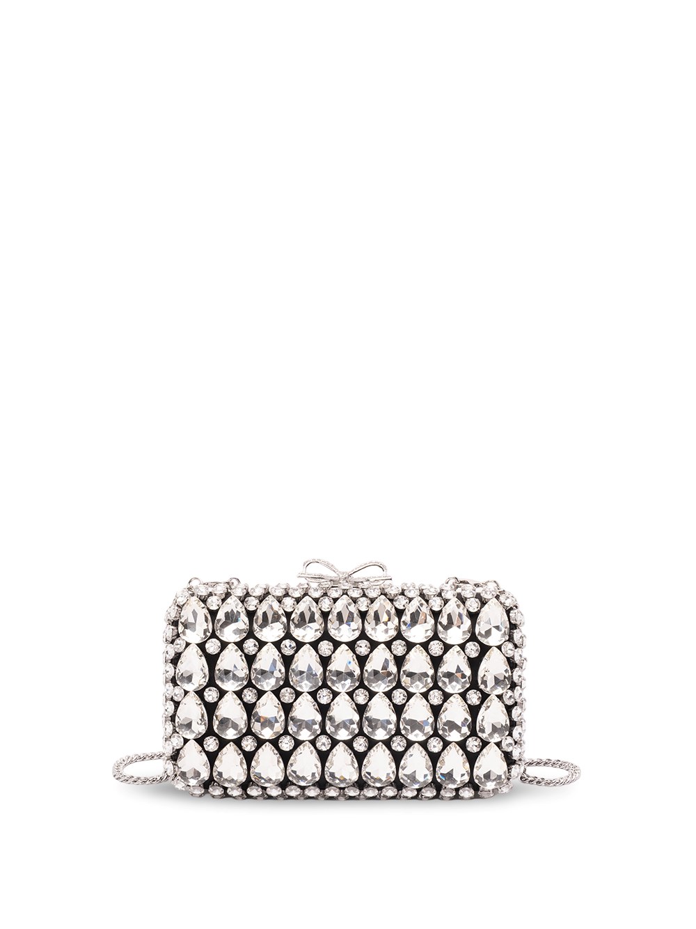 Self-Portrait Satin Crystal Clutch Bag