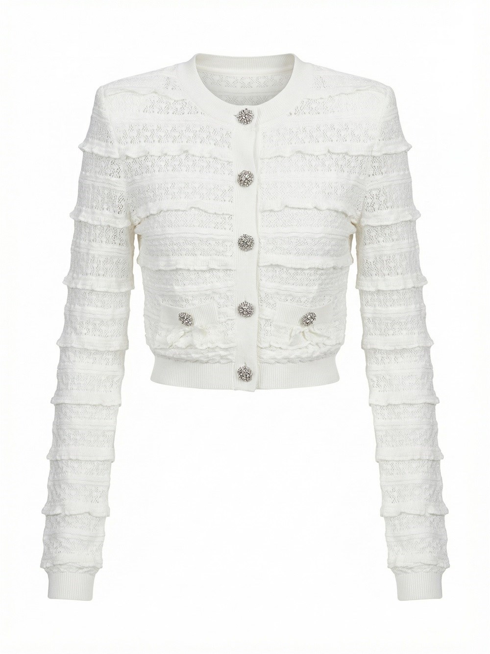 Self-Portrait Pointelle Diamante Cardigan