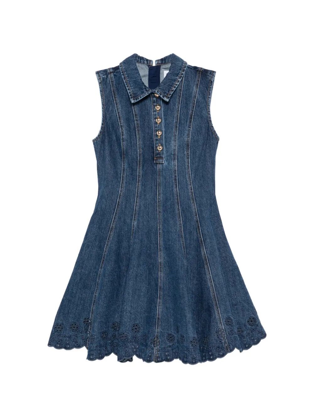 Self-Portrait Denim Broderie Mini Dress