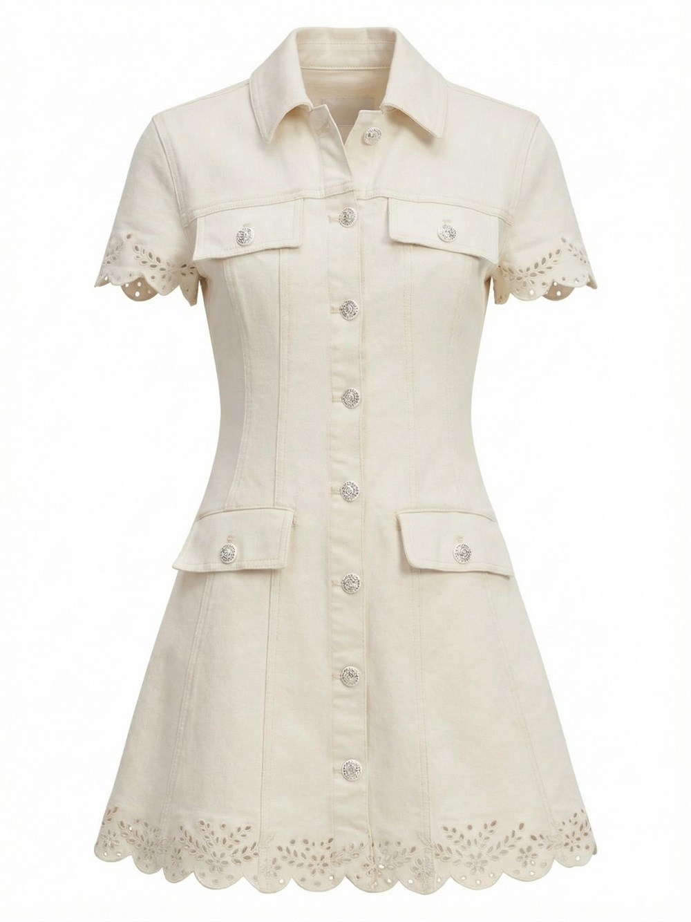 Self-Portrait Broderie Denim Mini Dress