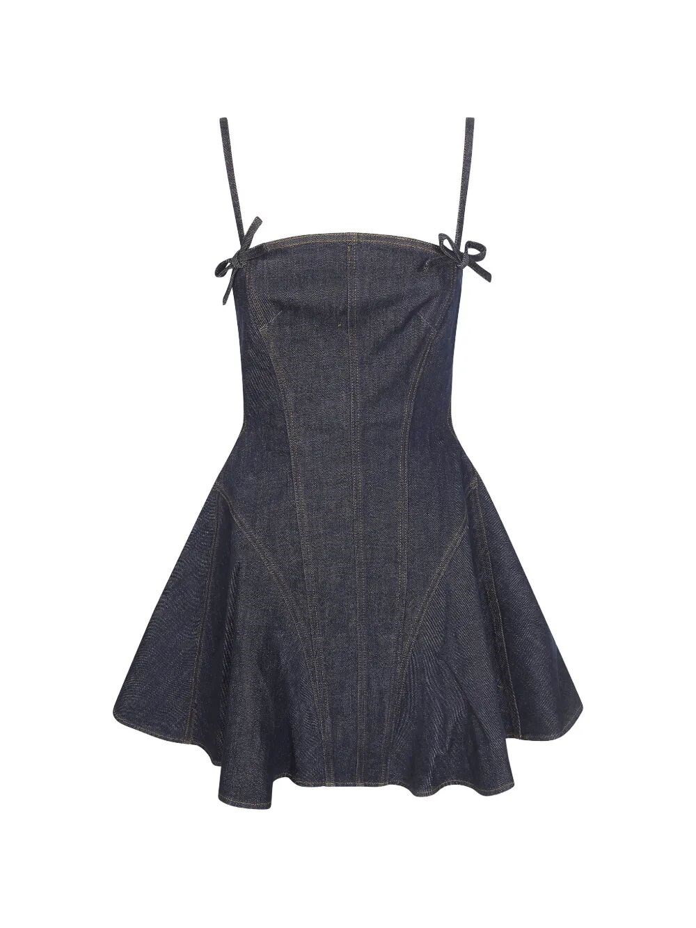 Self-Portrait Denim Bow Mini Dress