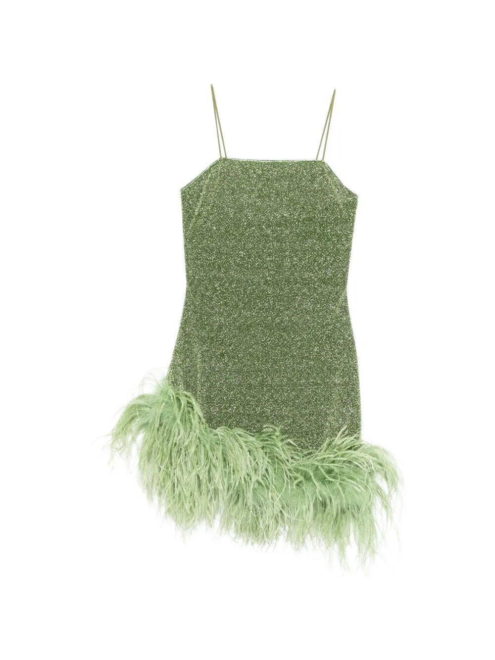 Oseree `lumiere Shade Plumage` Mini Dress In Green