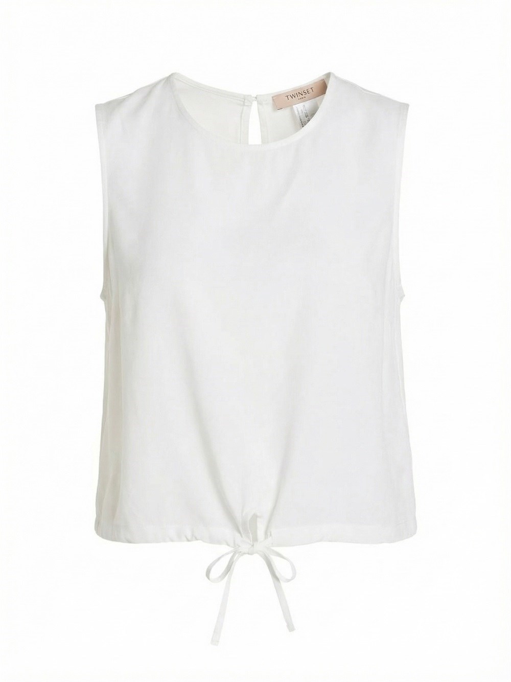 Twinset Top With Drawstring And `t` Embroidery In White