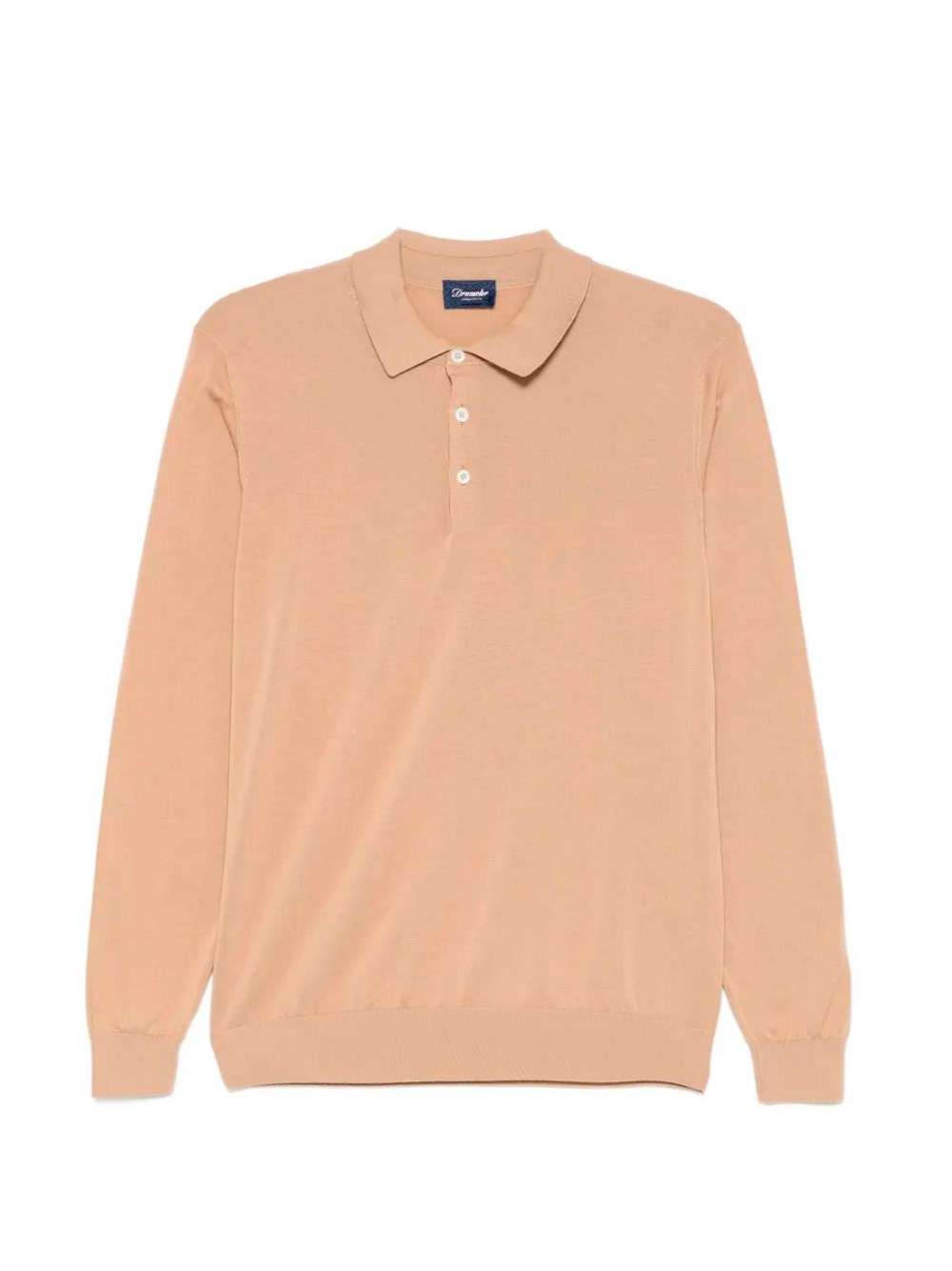 Drumohr Long Sleeve Logo Polo In Brown