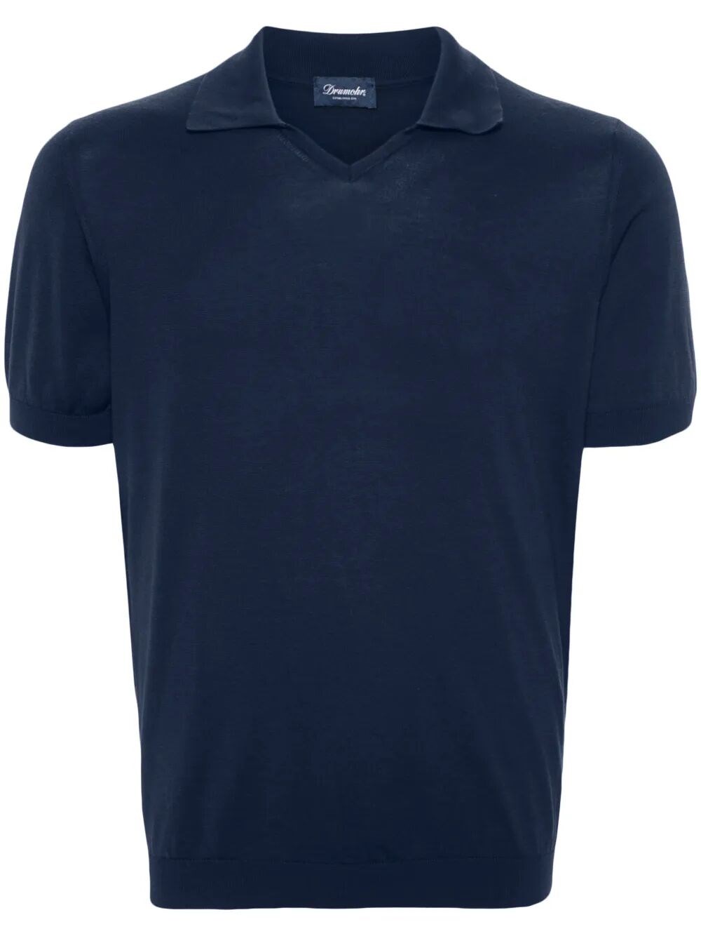 Drumohr V-neck Polo With Logo In Blue