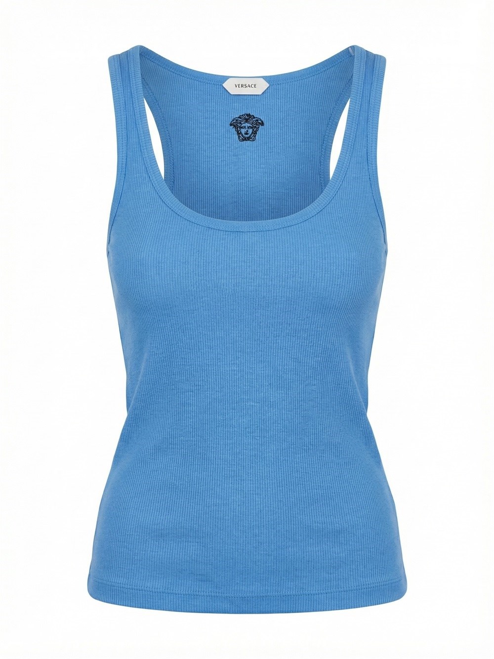 Versace Tank Top Rib With Medusa Embroidery