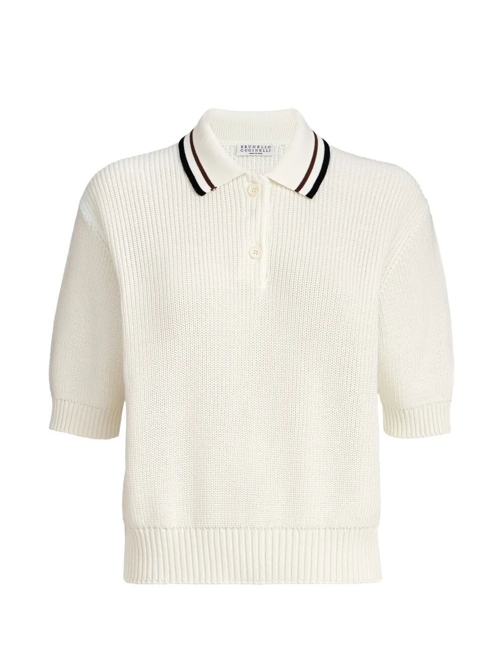 Brunello Cucinelli Rib Knit Polo Sweater In Sand