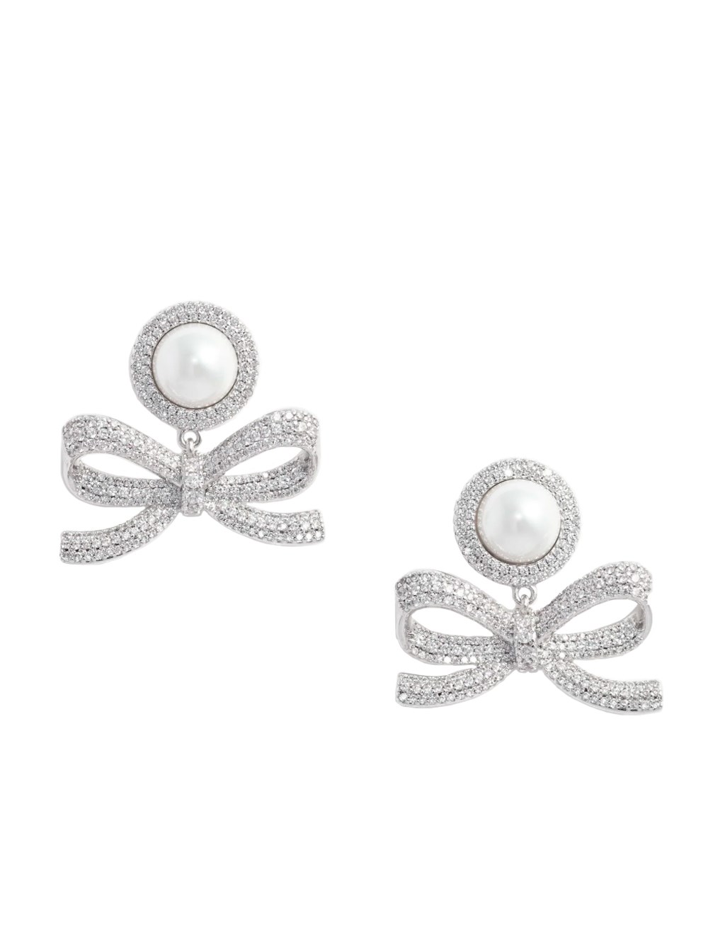 Self-Portrait Pearl Bow Drop Earrings