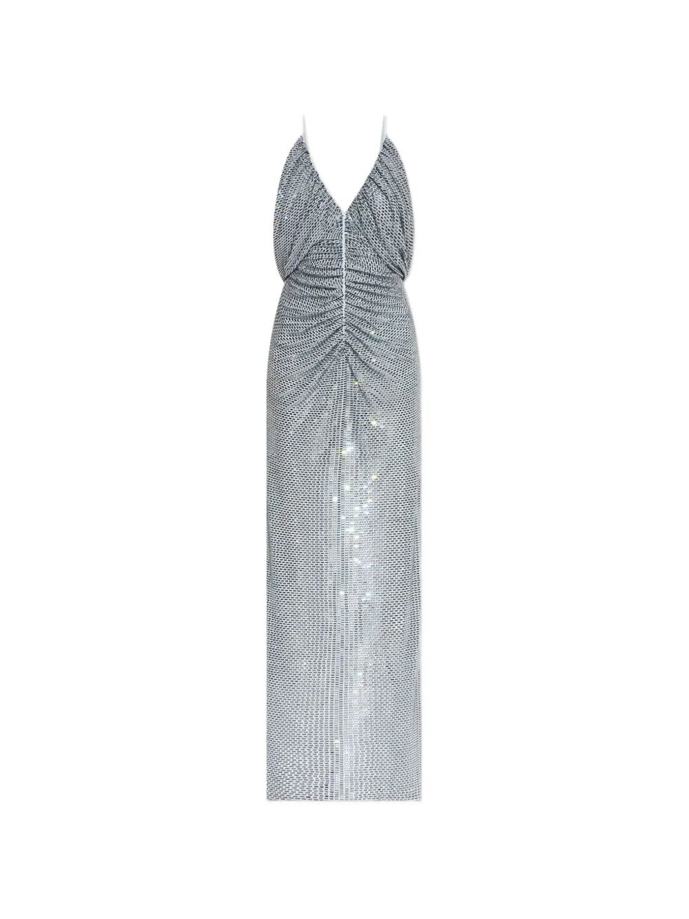Self-Portrait Rhinestone Mesh Maxi Dress