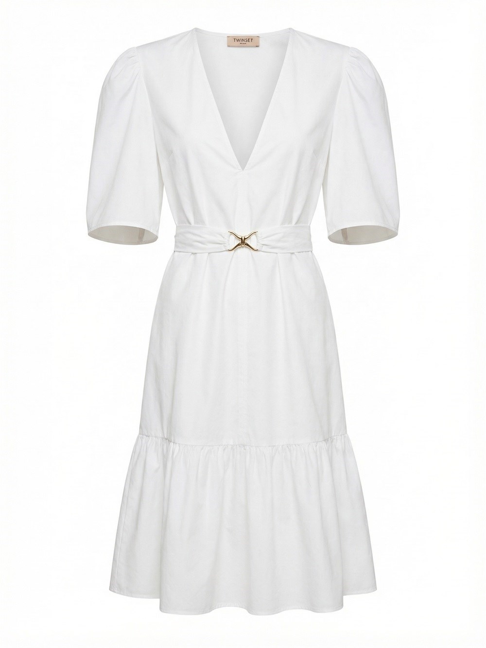 Twin Set Mini Dress With Ruffle And Detachable Belt
