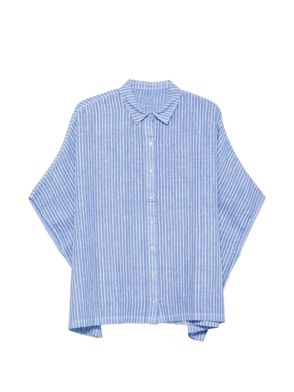 120%lino Short Sleeve Shirt In Blue