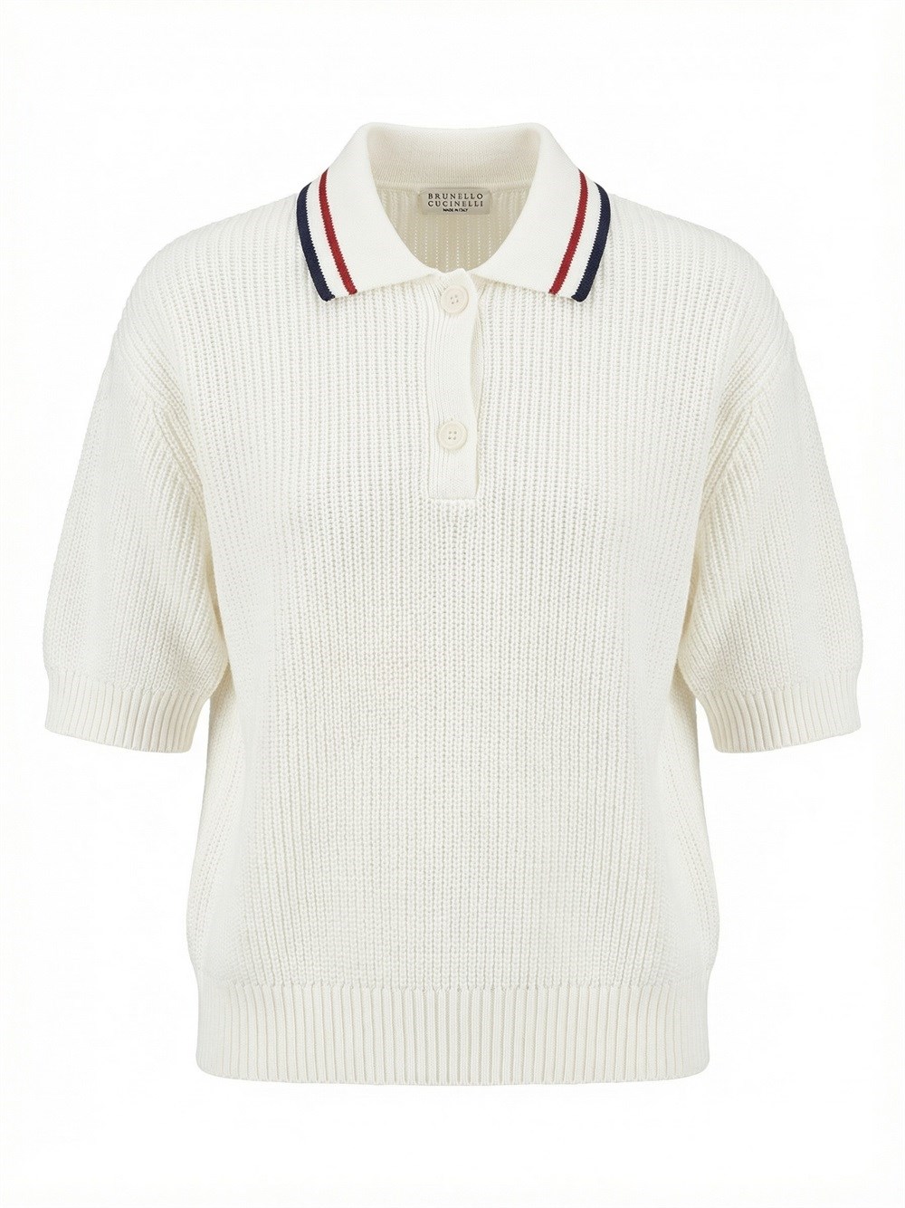 Brunello Cucinelli Rib Knit Polo Sweater In Gray