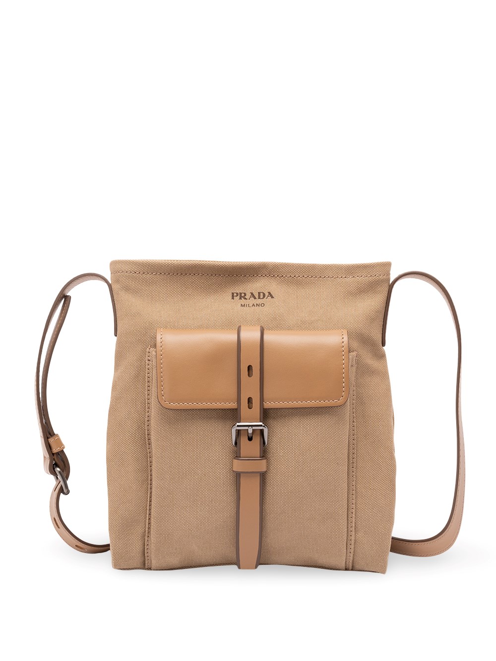 Prada Cotton And Leather Shoulder Bag