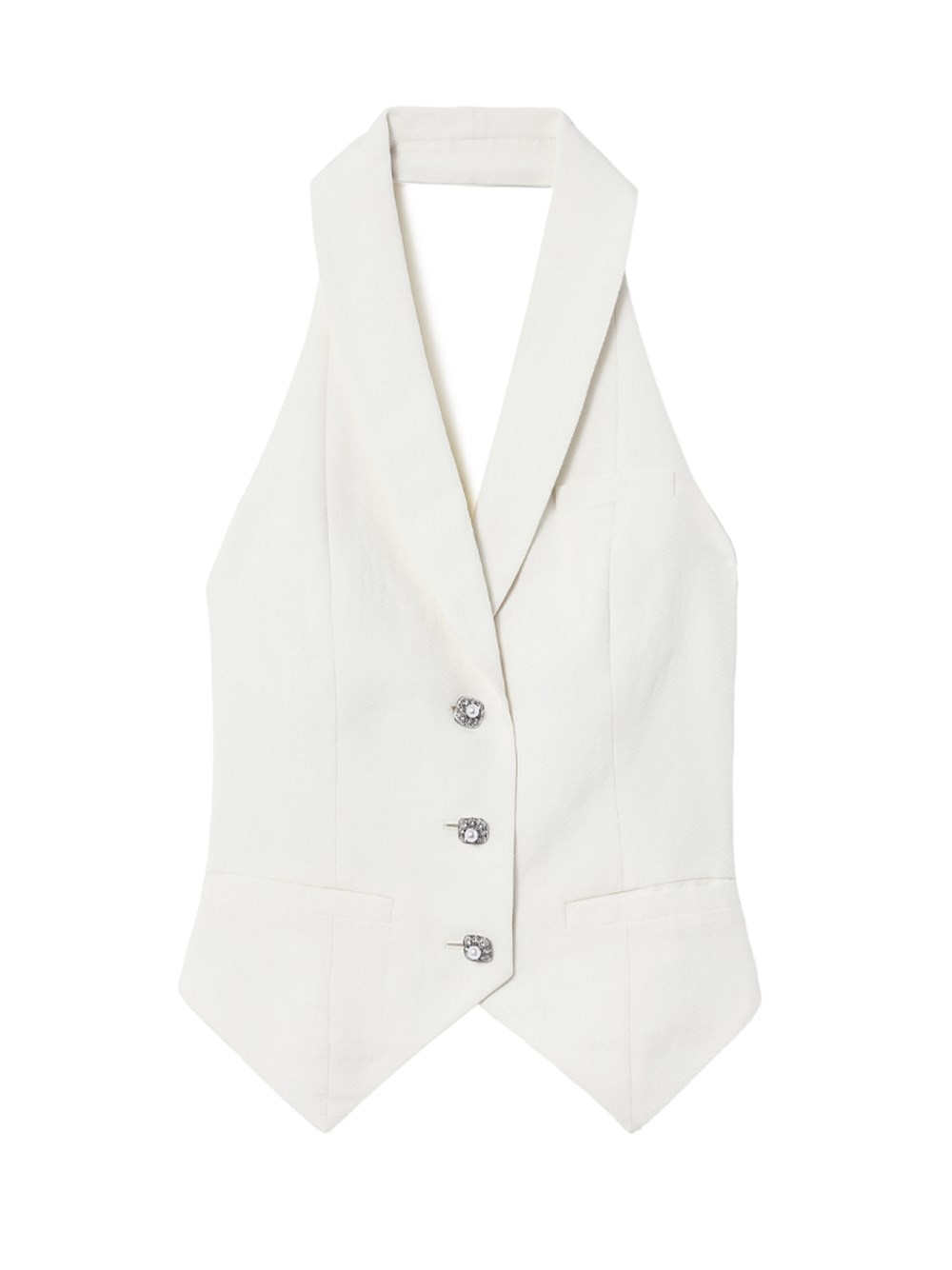 Self-portrait Linen Waistcoat In Sand