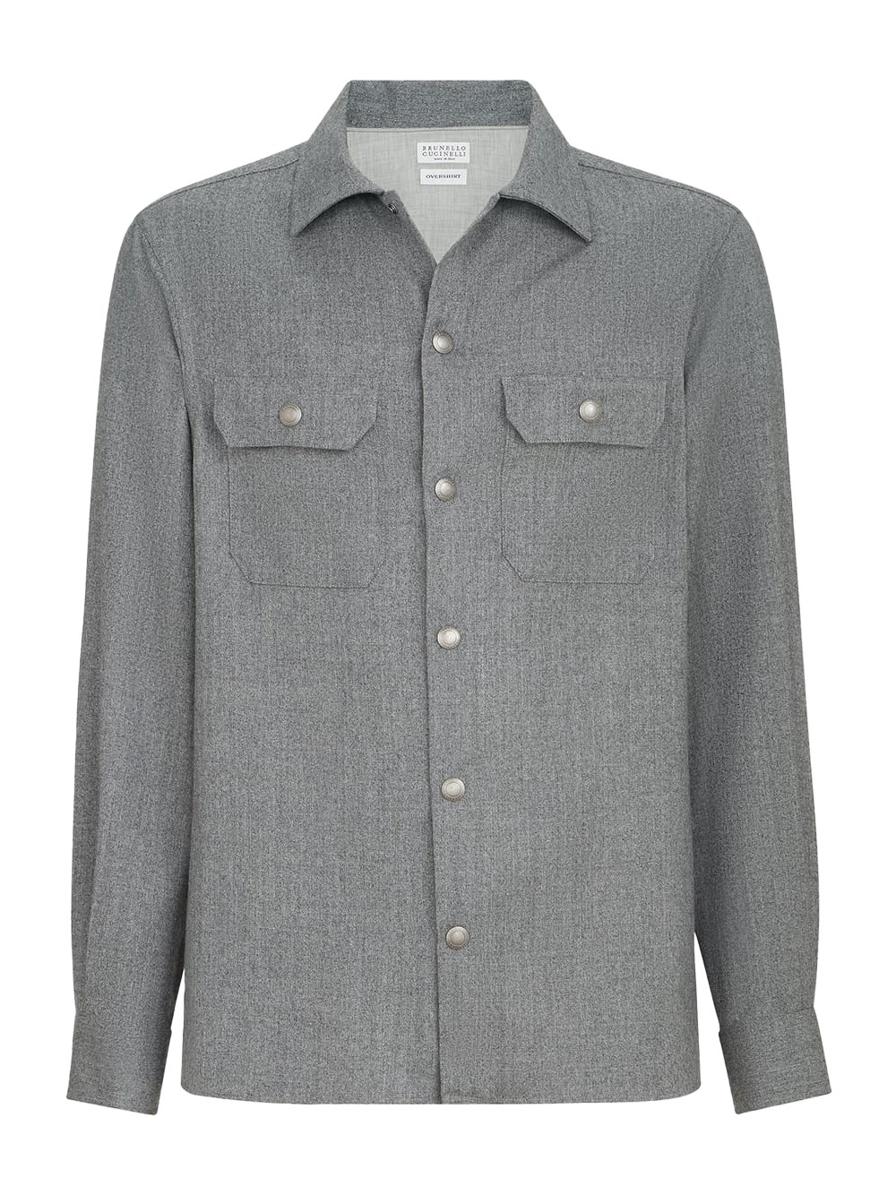 Brunello Cucinelli , Casual Shirts, Male, Gray, L, Wool Flannel Overshirt - Image 2