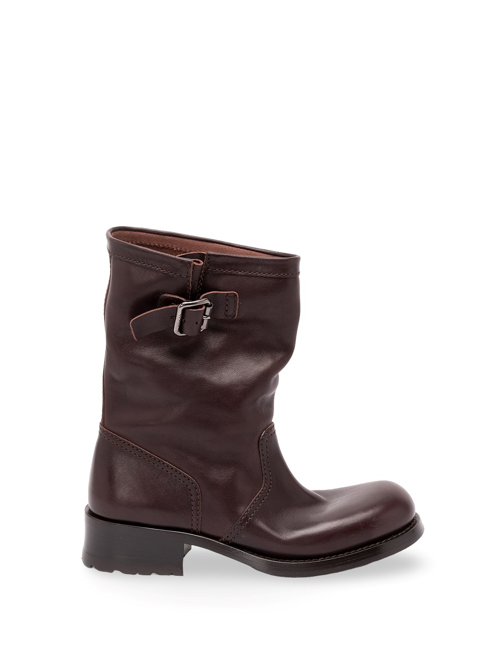 Prada Leather Mid-calf Boots In Brown
