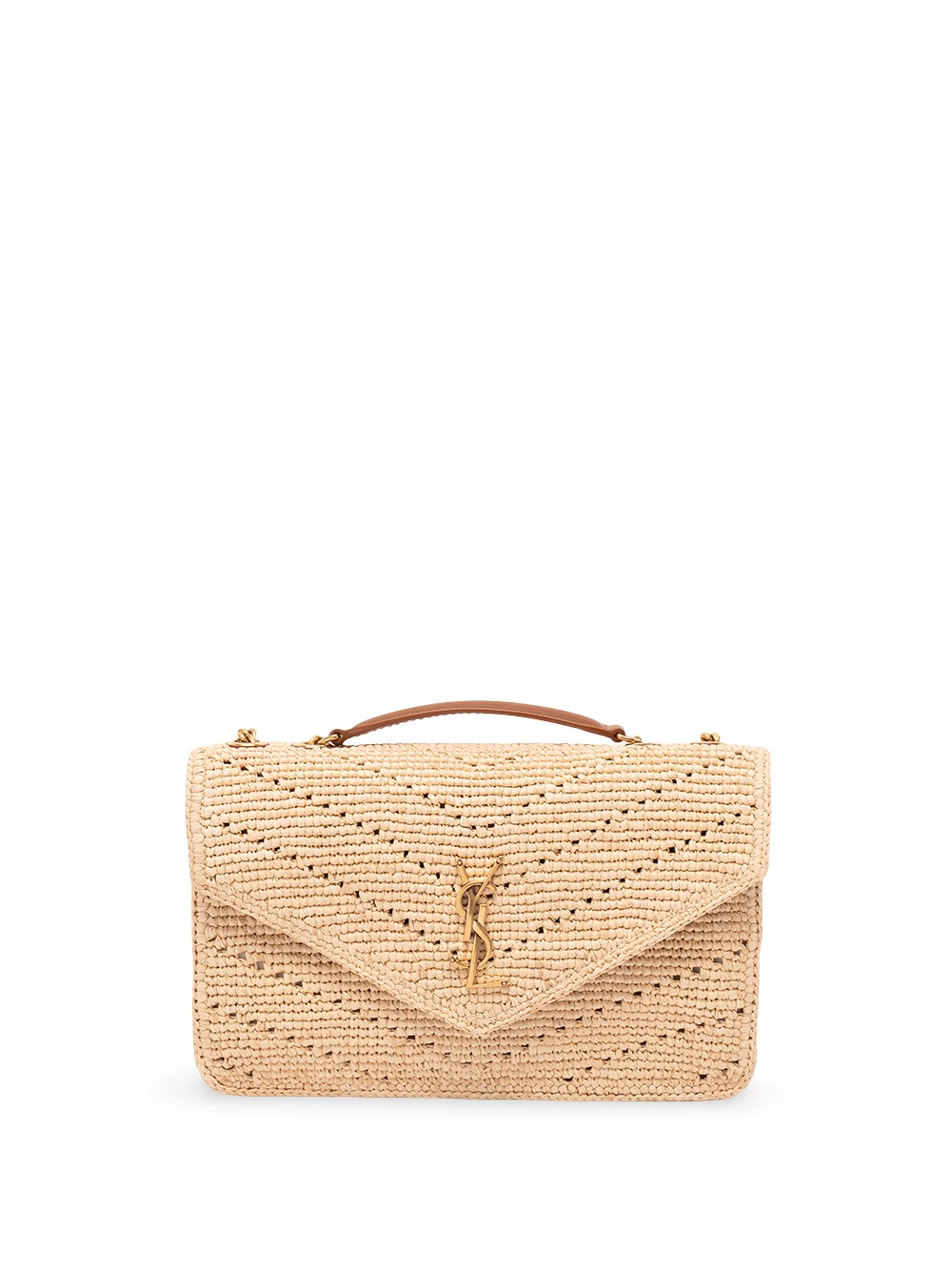 Saint Laurent `loulou` Medium Raffia Bag In Brown