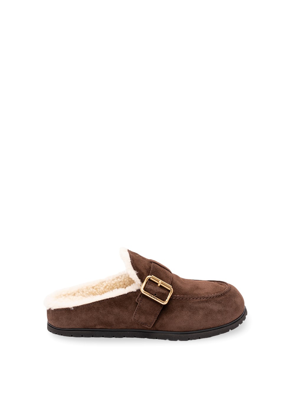 Prada Suede And Shearling Mules