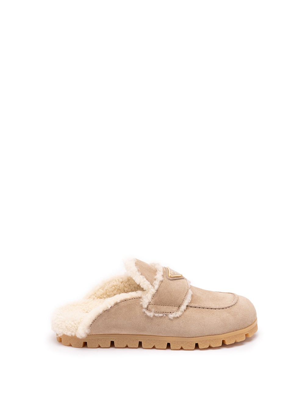 Prada Suede And Shearling Mules