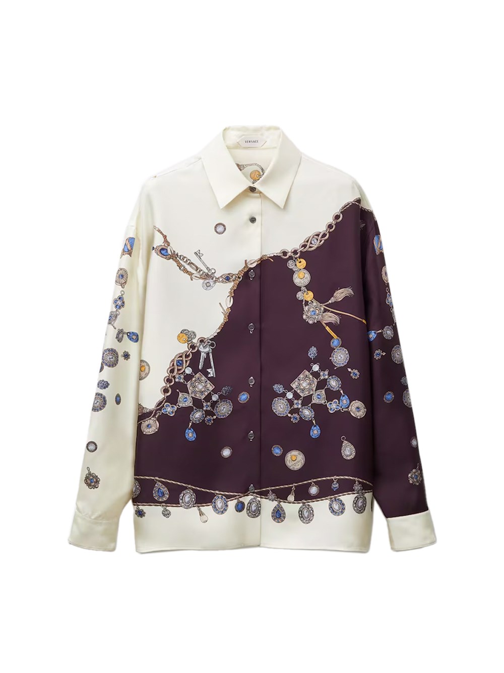 Versace Silk Twill Print Shirt In White