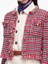 Self-Portrait Check Frayed Knit Jacket