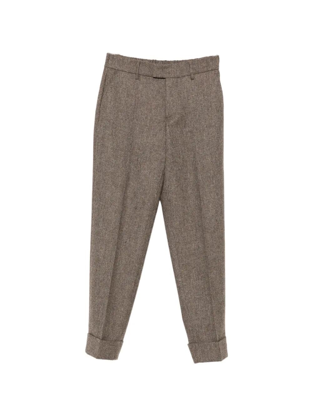 Berwich Herringbone-pattern Wool Trousers In Beige