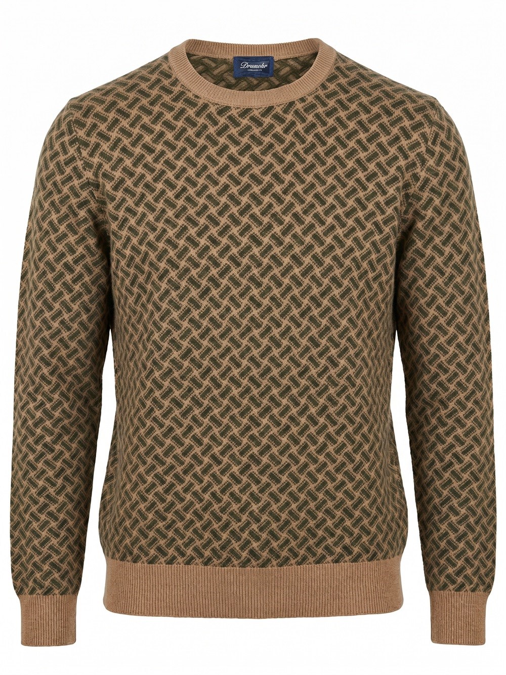 Drumohr Geometric-pattern Cashmere Sweater In Brown