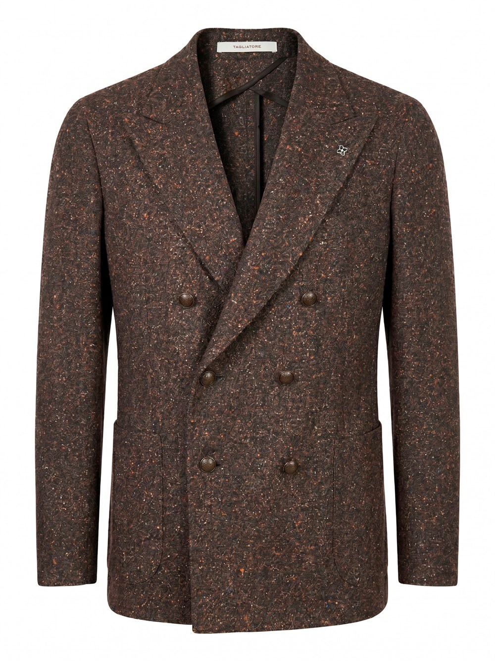 Tagliatore Double-breasted Wool Blazer In Brown