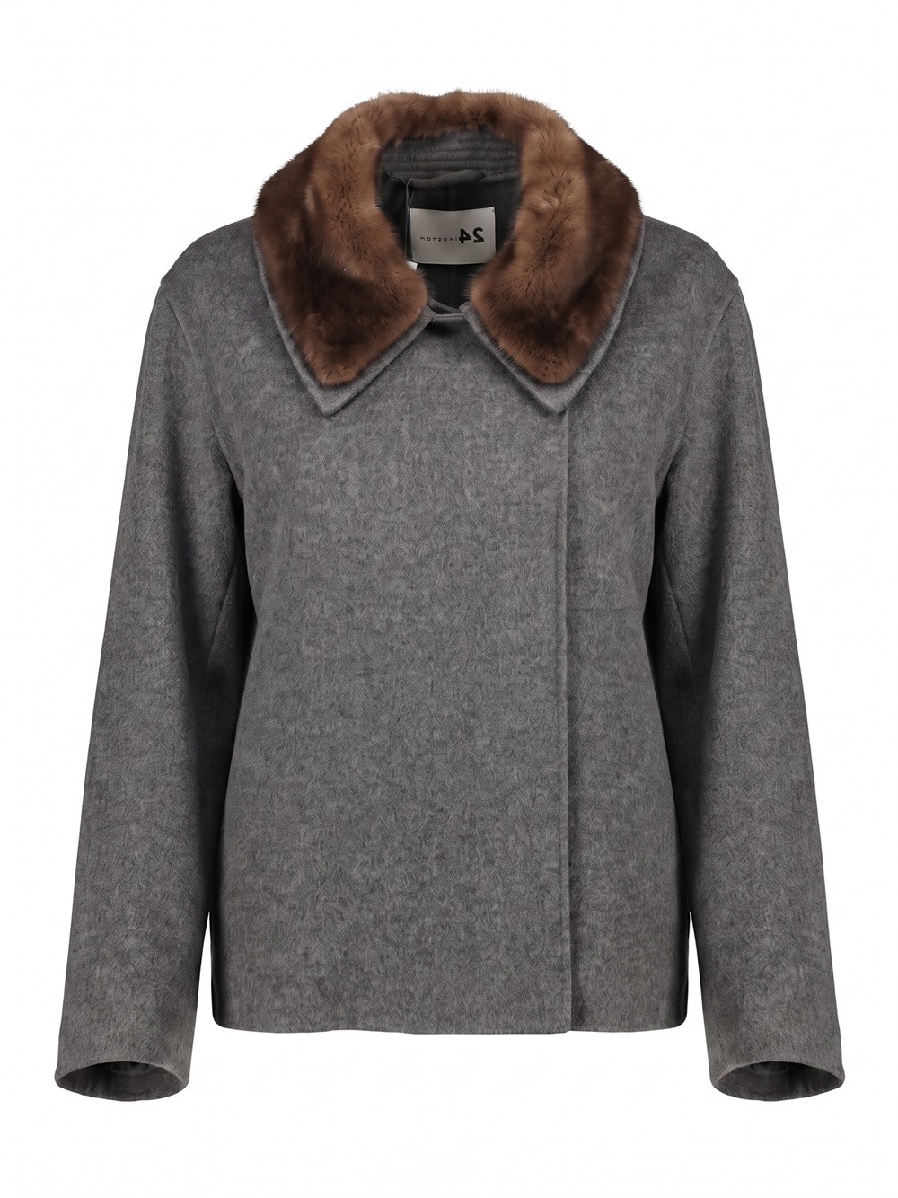Manzoni 24 Cashmere Jacket With Mink Details In Gray