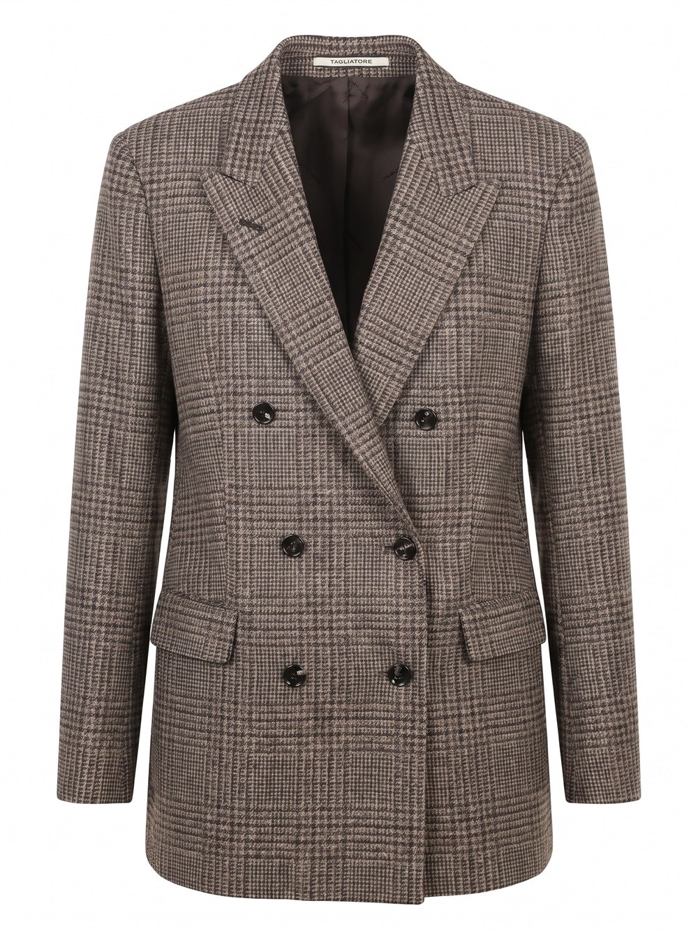 Tagliatore Jasmine Double-breasted Check-pattern Blazer In Brown