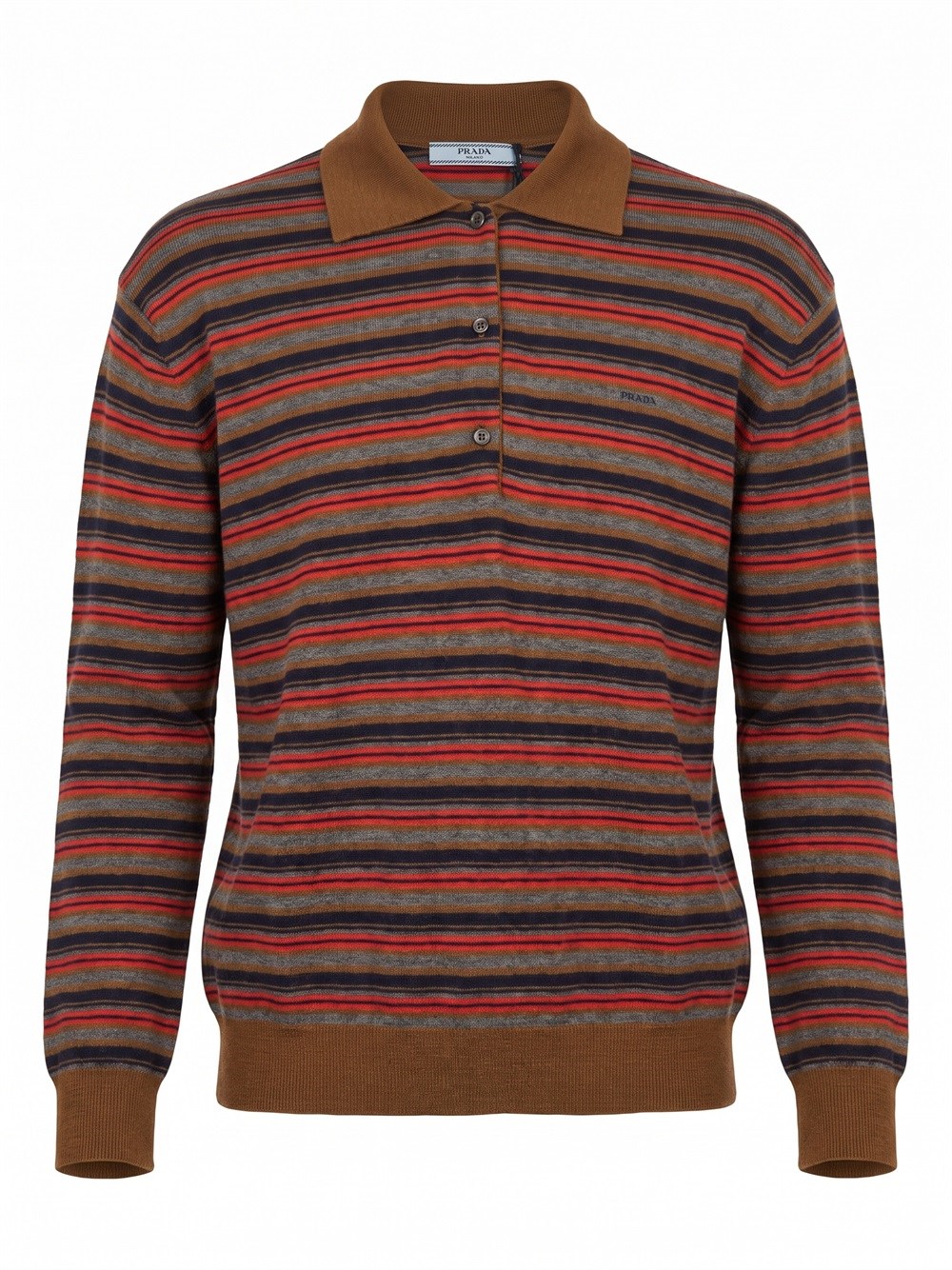 Prada Striped Polo-Neck Sweater