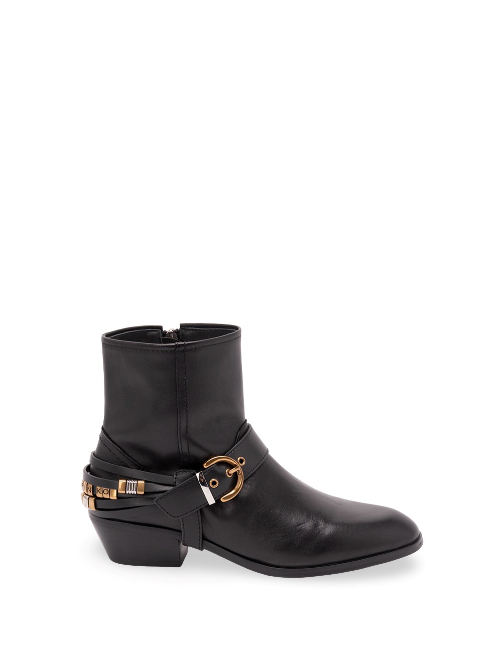PINKO Black Calf Leather Bos Taurus Ankle Boots - EU36/US6 - Image 3